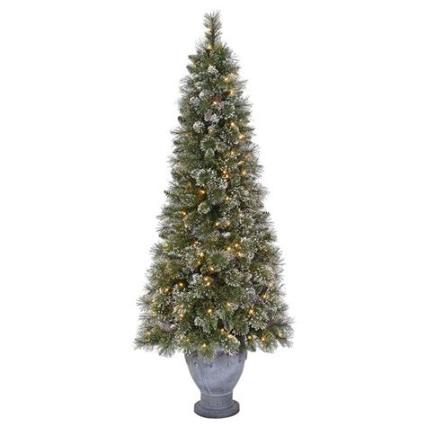 65 Ft Pre Lit Sparkling Pine Artificial Christmas Potted Tree With