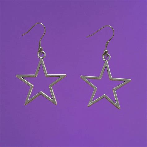 Silver Star Earrings Star Hand For Scale Zinc Depop