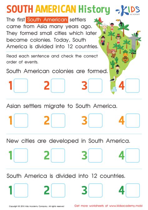 South American History Worksheet For Kids Answers And Completion Rate