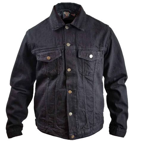 Vb510 Mens Black Heavy Duty Denim Button Front Jacket Vance Leather