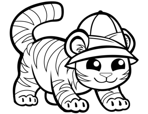 You can download free printable tigger coloring pages at coloringonly.com. Cute Tiger in Cap coloring page | Free Printable Coloring ...