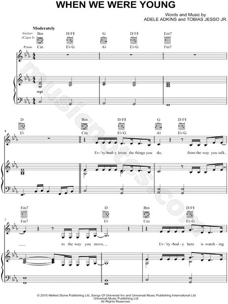 D7m/f# g9 you sound like a song. Adele "When We Were Young" Sheet Music in Eb Major ...