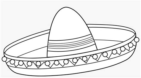 Mexican Sombrero Coloring Page - Sombrero Clip Art Black And White PNG