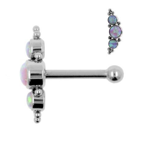 Titanium Opal Cluster Barbell