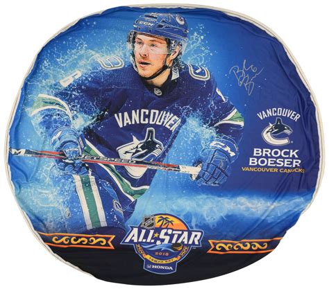 brock boeser vancouver canucks autographed 2018 all star game event used banner nhl auctions