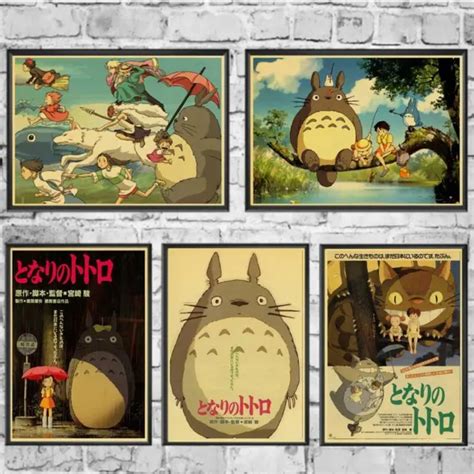 Vintage Poster Miyazaki Hayao Anime My Neighbor Totoro Kraft Paper