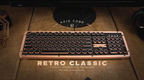 Azio Retro Classic Keyboard Typewriter Backlit Mechanical Keyboard
