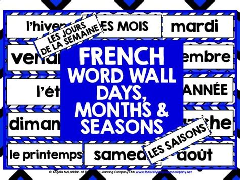 Primary French Primary French Days Months Seasons Word Wall By