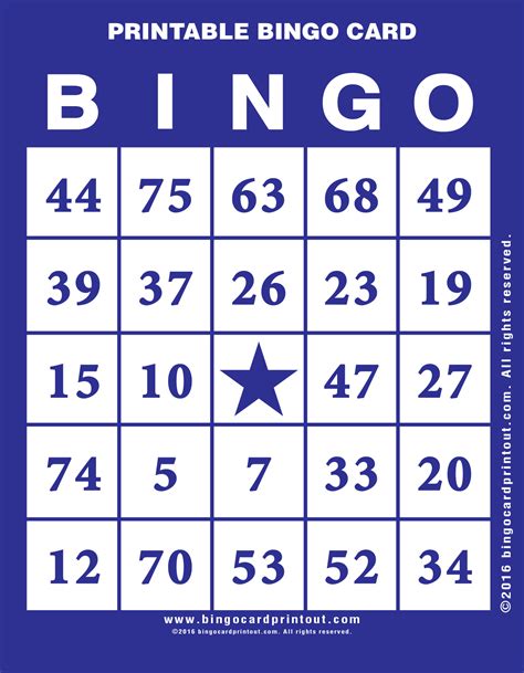 Printable Bingo Card
