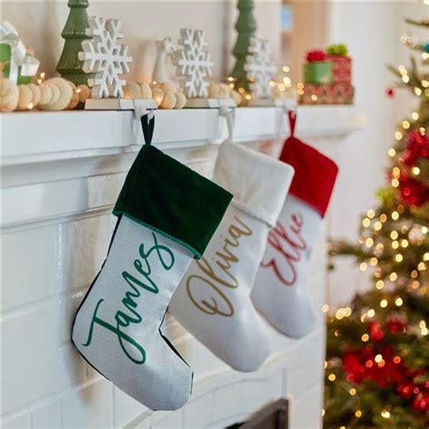 Scripty Name Personalized Ivory Fur Christmas Stockings