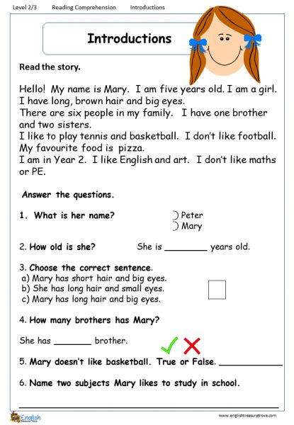 Introductions English Reading Comprehension Worksheet English