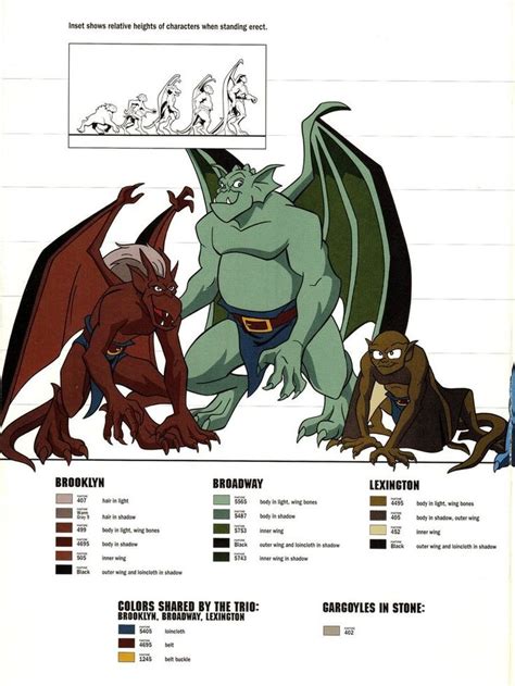 Gargoyles Size And Color Chart 3 Gárgulas Arte Conceitual Da Disney Disney