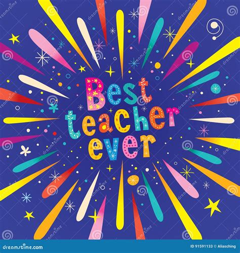 Best Teacher Ever Greeting Card Stock Vector Illustration Of Text