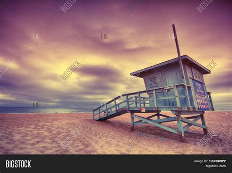 Lifeguard Tower Sunset Image And Photo Free Trial Bigstock