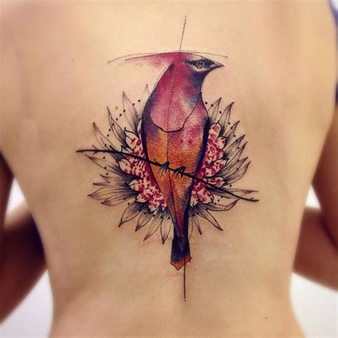 Pretty Pink Bird And Flower Best Tattoo Design Ideas
