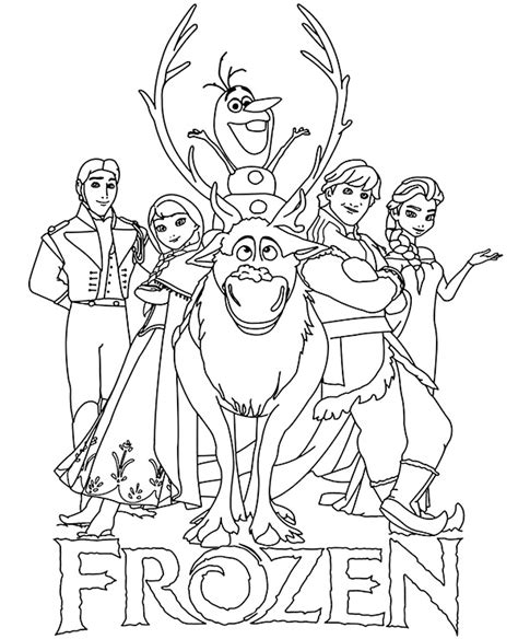 Fans of the disney frozen movies can color this anna and kristoff coloring page from frozen 1. Logo and main characters Frozen coloring pages for children