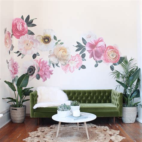 Put your large decal on your wall. Pastel Garden Flowers Wall Decals - Project Nursery