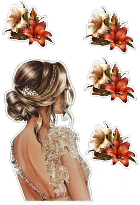 The Back Of A Woman S Head With Flowers In Her Hair And Other Stickers