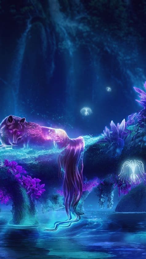 Wallpaper Wolf Magical Creatures Fantasy Creature Night Water