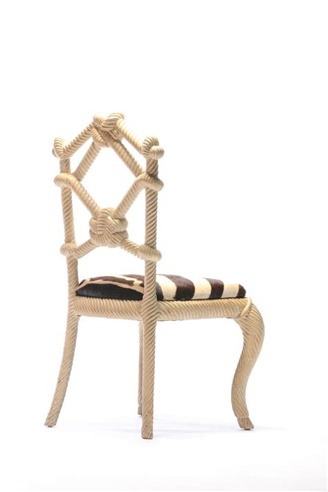 Pair Of Kelly Wearstler Rope Chairs From Viceroy Miami With Zebra Hide