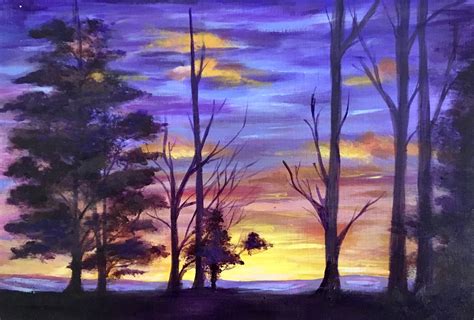 Colorful Sunset And Trees Painting Lesson The Buzzed Artist