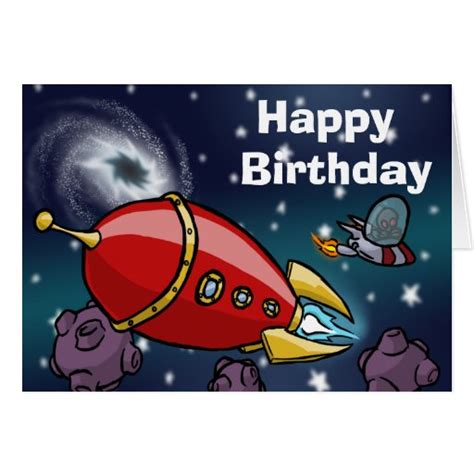 Rocket Birthday Card Zazzle