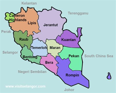 Map Of Pahang State Visit Selangor