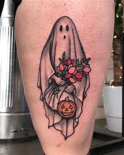 Cute Ghost Halloween Tattoo Pumpkin Tattoo Halloween Tattoos Ghost