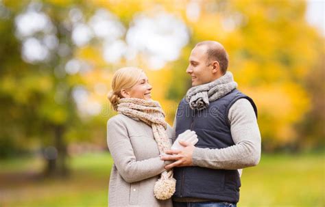 smiling couple in autumn park stock image image of park cute 153417221