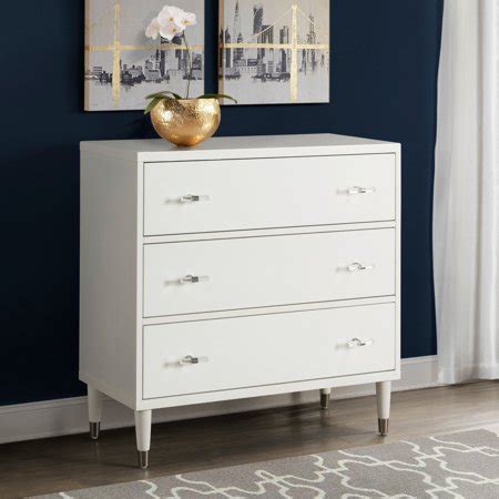81923 chest romantic white 45cm. Modern White Three Drawer Chest - Walmart.com