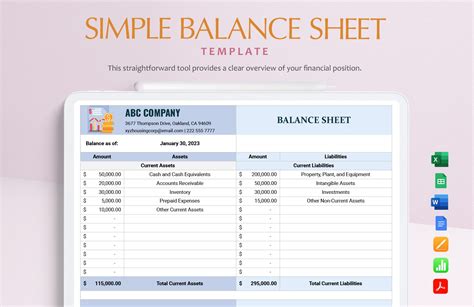 Simple Balance Sheet Template In Numbers Ms Word Pages Gdocslink