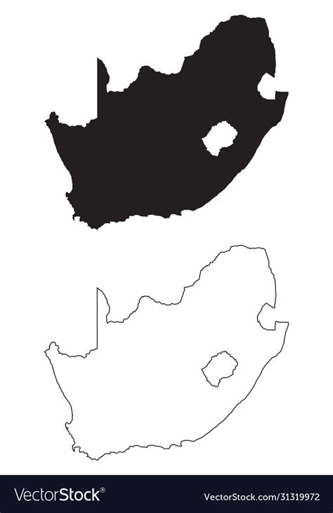 South Africa Country Map Black Silhouette Vector Image