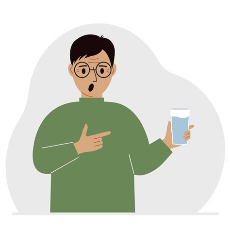 Premium Vector A Man Holds A Glass Of Water In His Hand The Concept