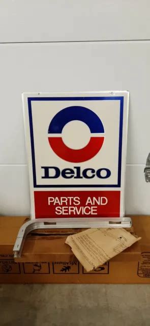 Nos Original Vintage Ac Delco Parts Service Double Sided Metal Sign