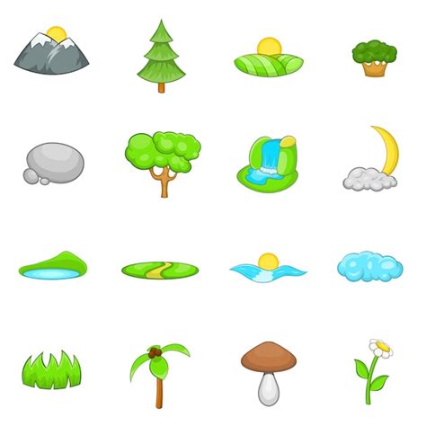 Premium Vector | Landscape icons set