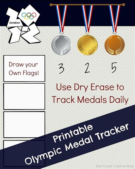 Kids Printable Olympic Medal Tracker Printables Kids Olympic Medals