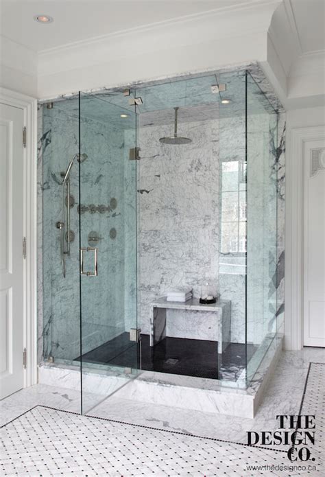 Marble Waterfall Shower Bench Contemporary Bathroom