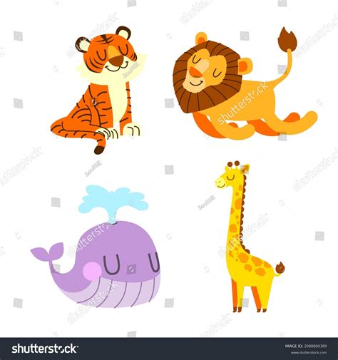 Cute Little Animals Cartoon Vector Illustration Stock Vector Royalty