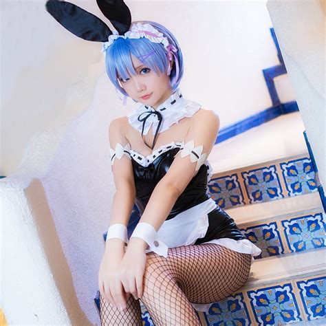 anime re zero starting life in another world rem cosplay bunny girl rabbitgirl costume maid