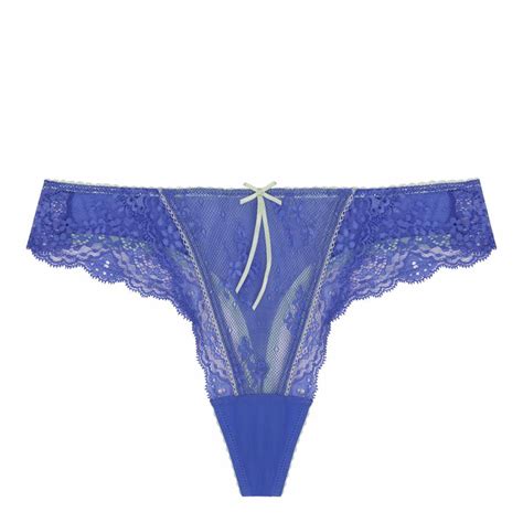 Blue Lace Bow Thong Brandalley