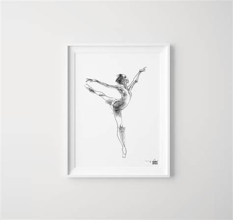 Ballet Dancer Minimalist Contemporary Printable Black And Etsy