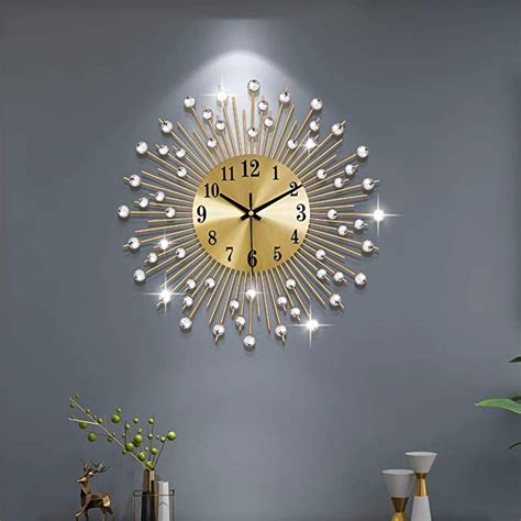 Yijidecor Large Wall Clocks For Living Room Decor Modern Gold Silent