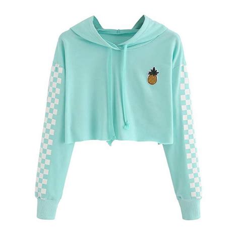 Kids Crop Tops Girls Hoodies Cute Plaid Long Sleeve Fashion Sweatshirts