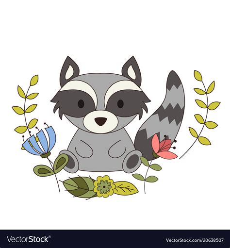 Cute Animal In Cartoon Style Woodland Raccoon Vector Image