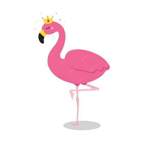 Premium Vector Cute Pink Flamingo With Crown
