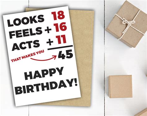 45th birthday card printable instant download for forty etsy