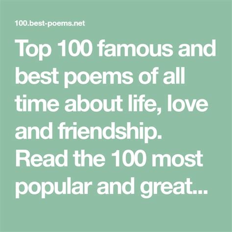 Top 100 Famous And Best Poems Of All Time About Life Love And