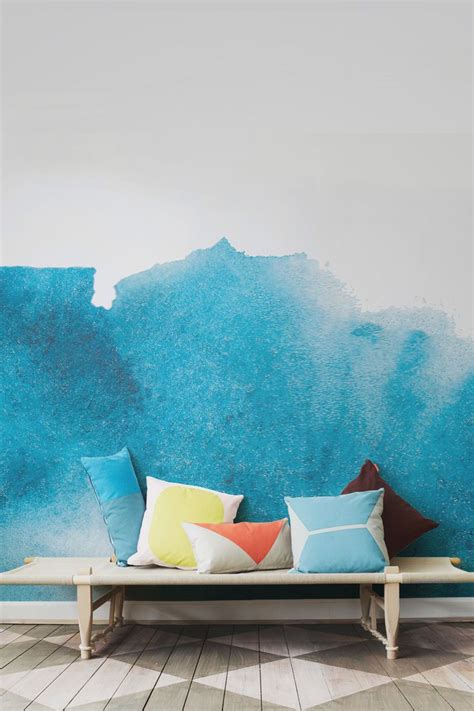 Blue Grunge Fading Paint Wallpaper Mural Contemporary Home Decor