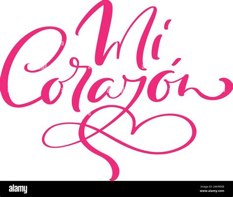 Mi Corazon Vector Hand Drawn Calligraphic Text Translation From