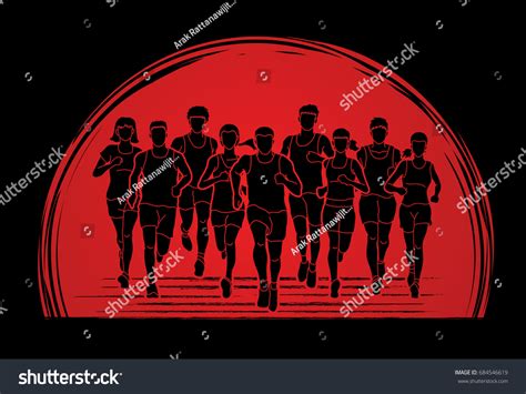 marathon runners group people running men stock vector royalty free 684546619 shutterstock